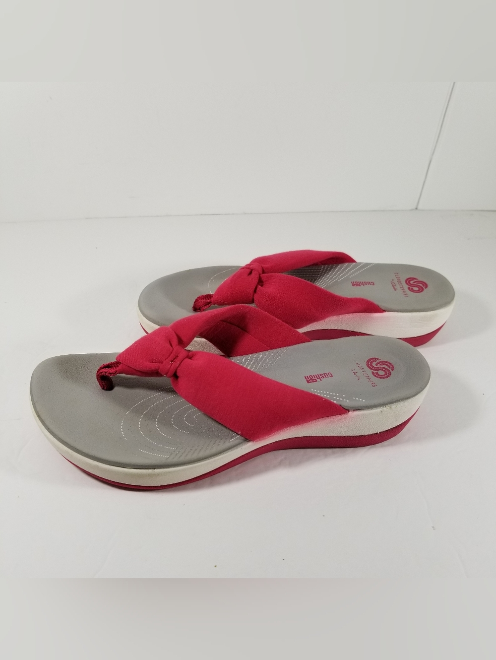 Clarks Cloudsteppers Arla Glison Sandals Women's 8M Pink Cushion Thong - Picture 2 of 6